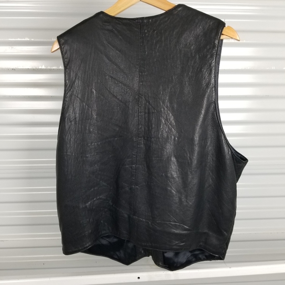 Mens Genuine Leather Vest black - Picture 2 of 5